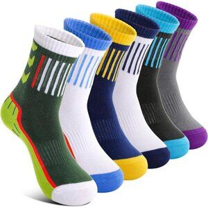 6 Pairs Kids Socks Crew Cotton Breathable Soft Socks